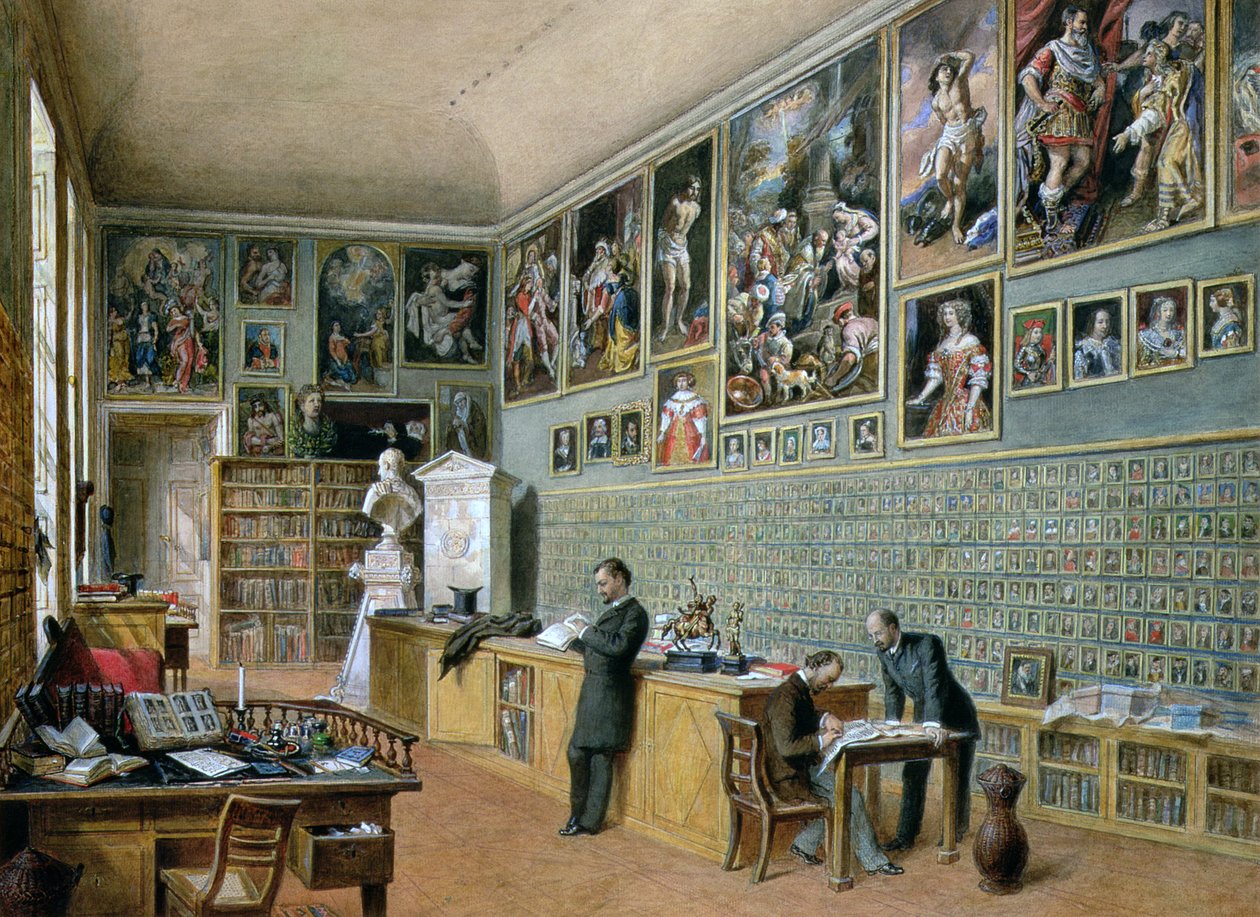 La bibliothèque, utilisée comme bureau de la galerie Ambraser au Belvédère inférieur, 1879 - Carl Goebel