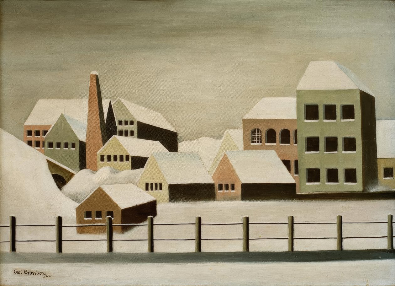 Paysage industriel sous la neige - Carl Grossberg