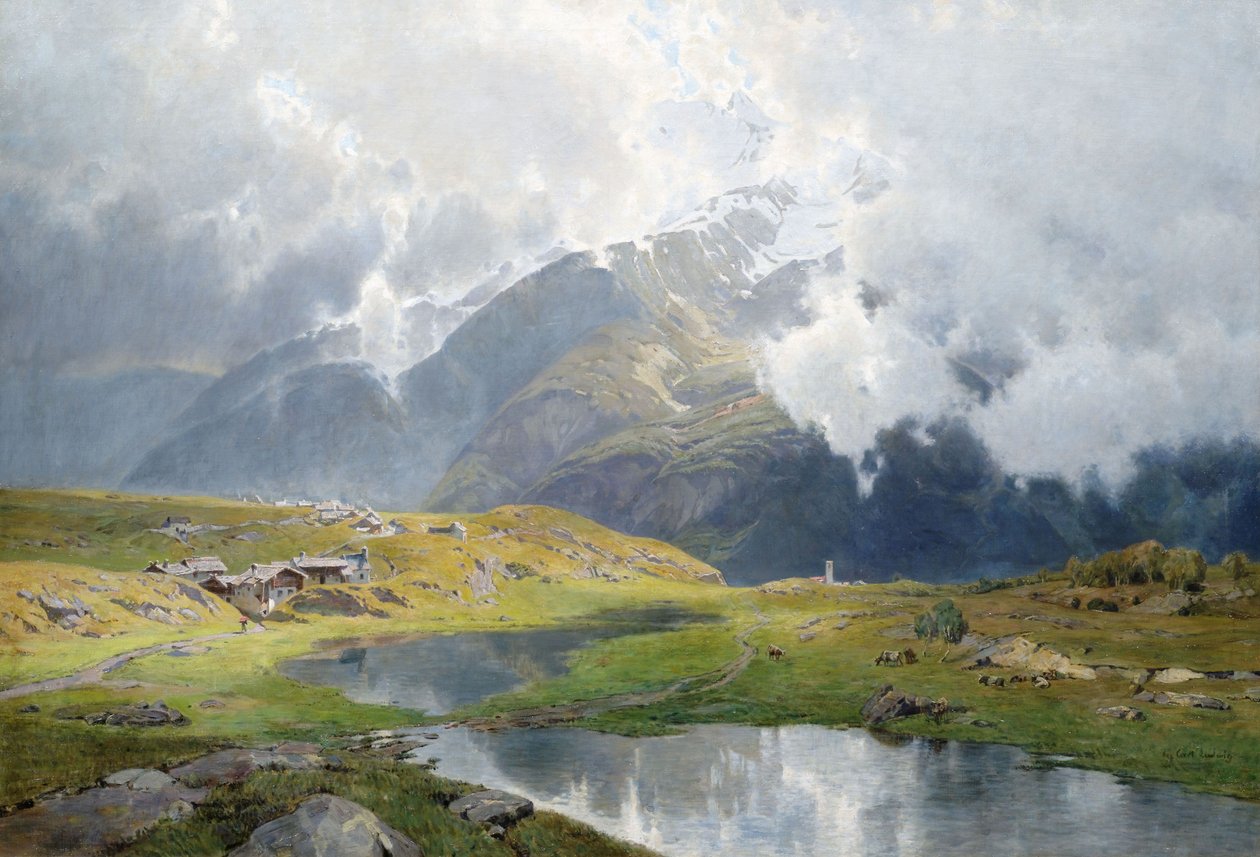 Paysage de haute montagne couvert de nuages - Carl Julius E. Ludwig