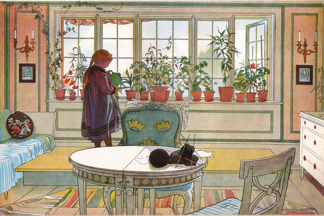 Fleurs sur le rebord de la fenêtre - Carl Larsson