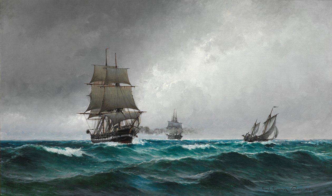 Soirée tranquille en mer du Nord avec la frégate Jylland - Carl Ludvig Locher