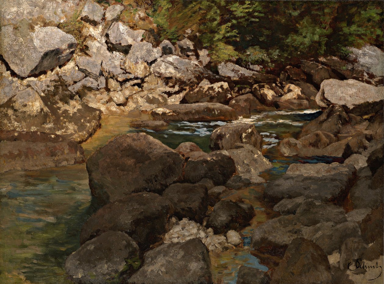 Ruisseau de montagne avec rochers - Carl Schuch