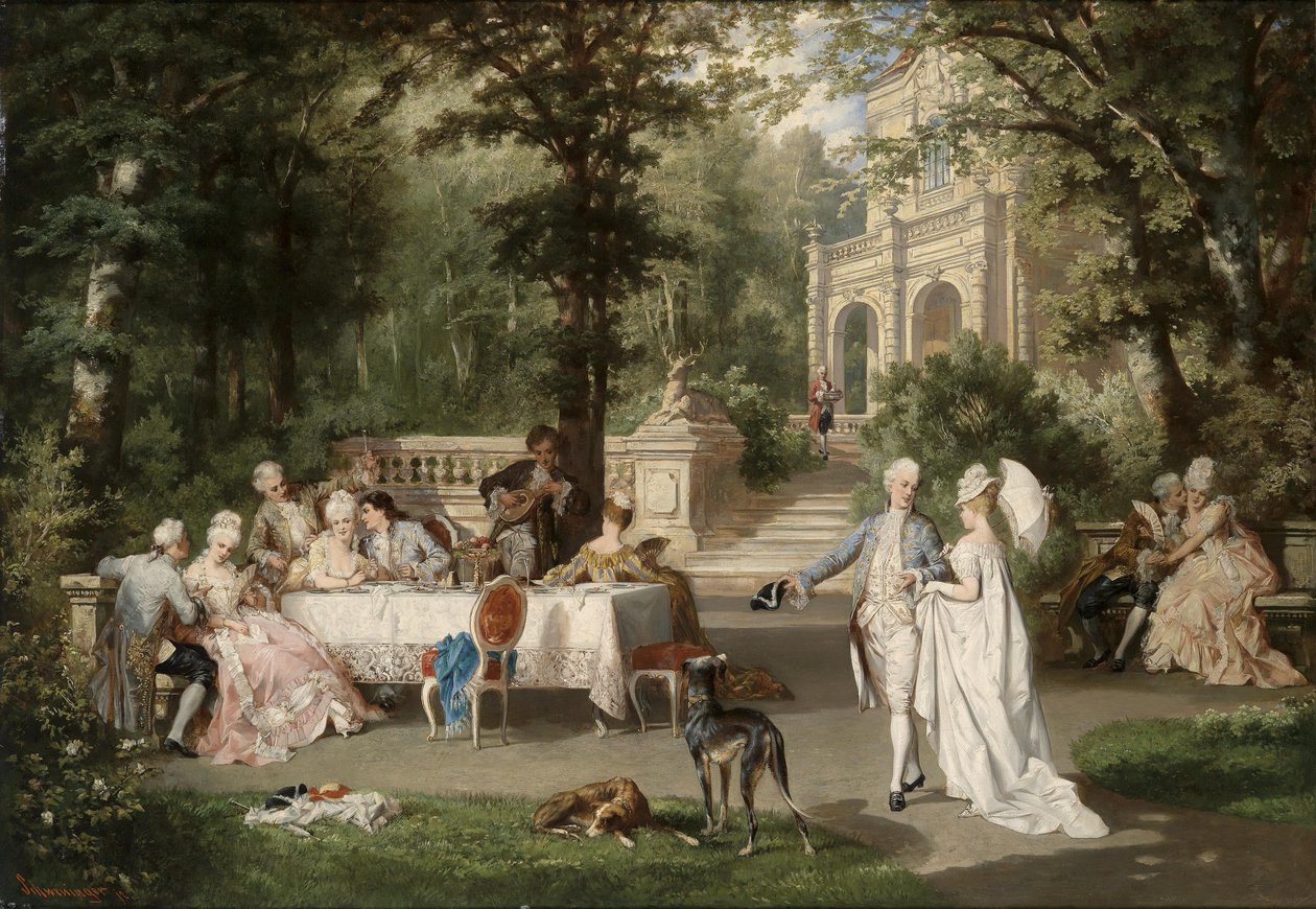 Société galante dans le parc du château - Carl Schweninger jr.