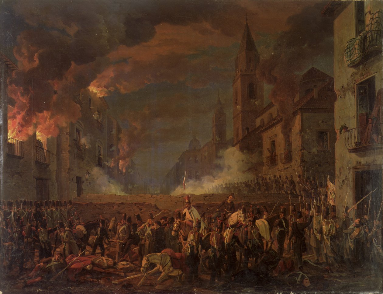 La capture de Catane par le 4e régiment de Bern dans la nuit du 5 au 6 avril 1849 - Carl Wilhelm Goetzloff