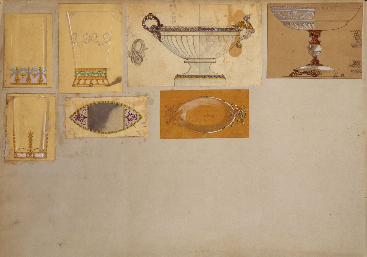 Sélection de dessins, Maison de Carl Fabergé (crayon et aquarelle sur papier) - Carl Fabergé