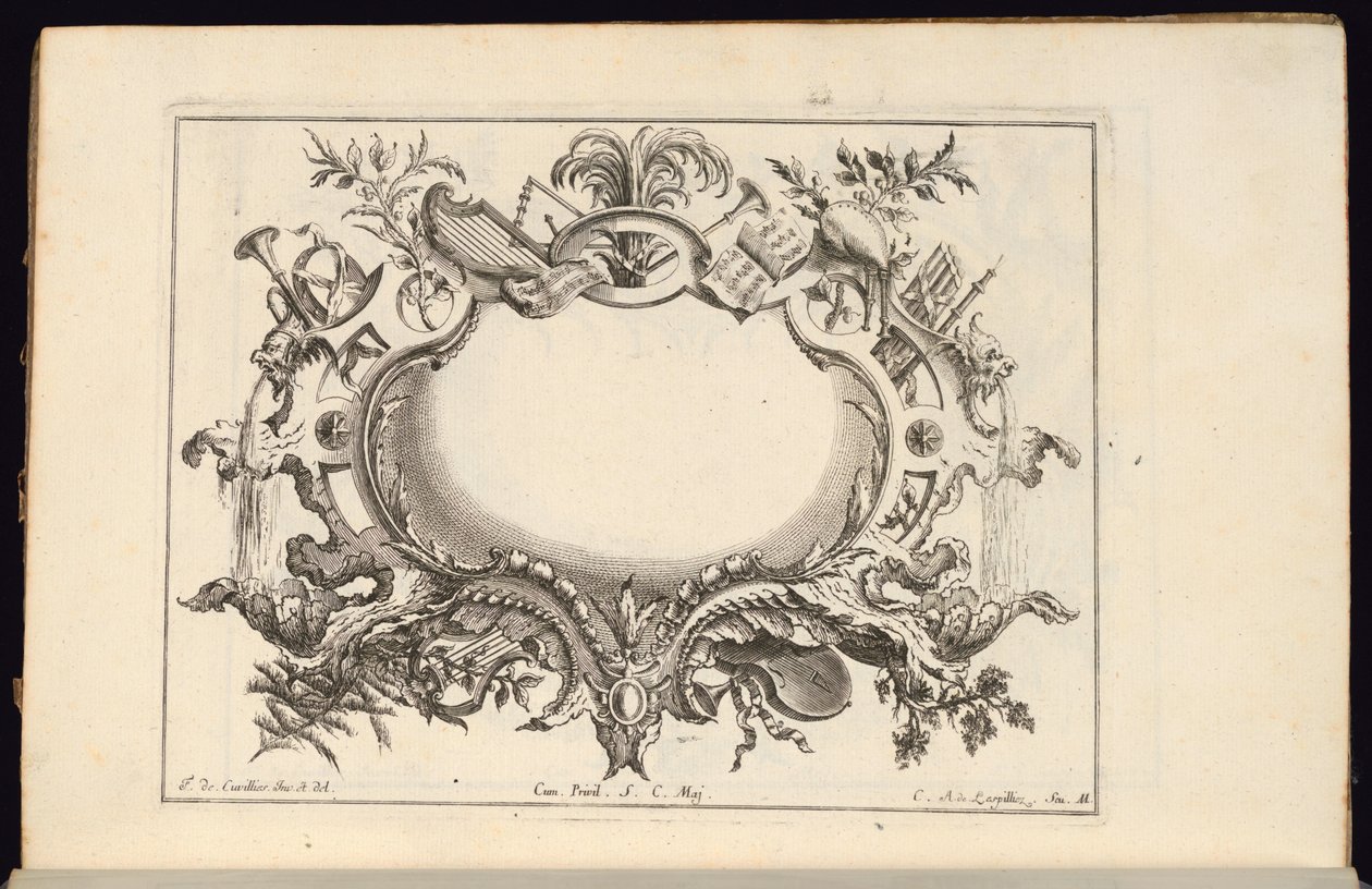 Cartouche avec Instruments de Musique, Livre de Cartouches Réguliers - Carl Albert von Lespilliez