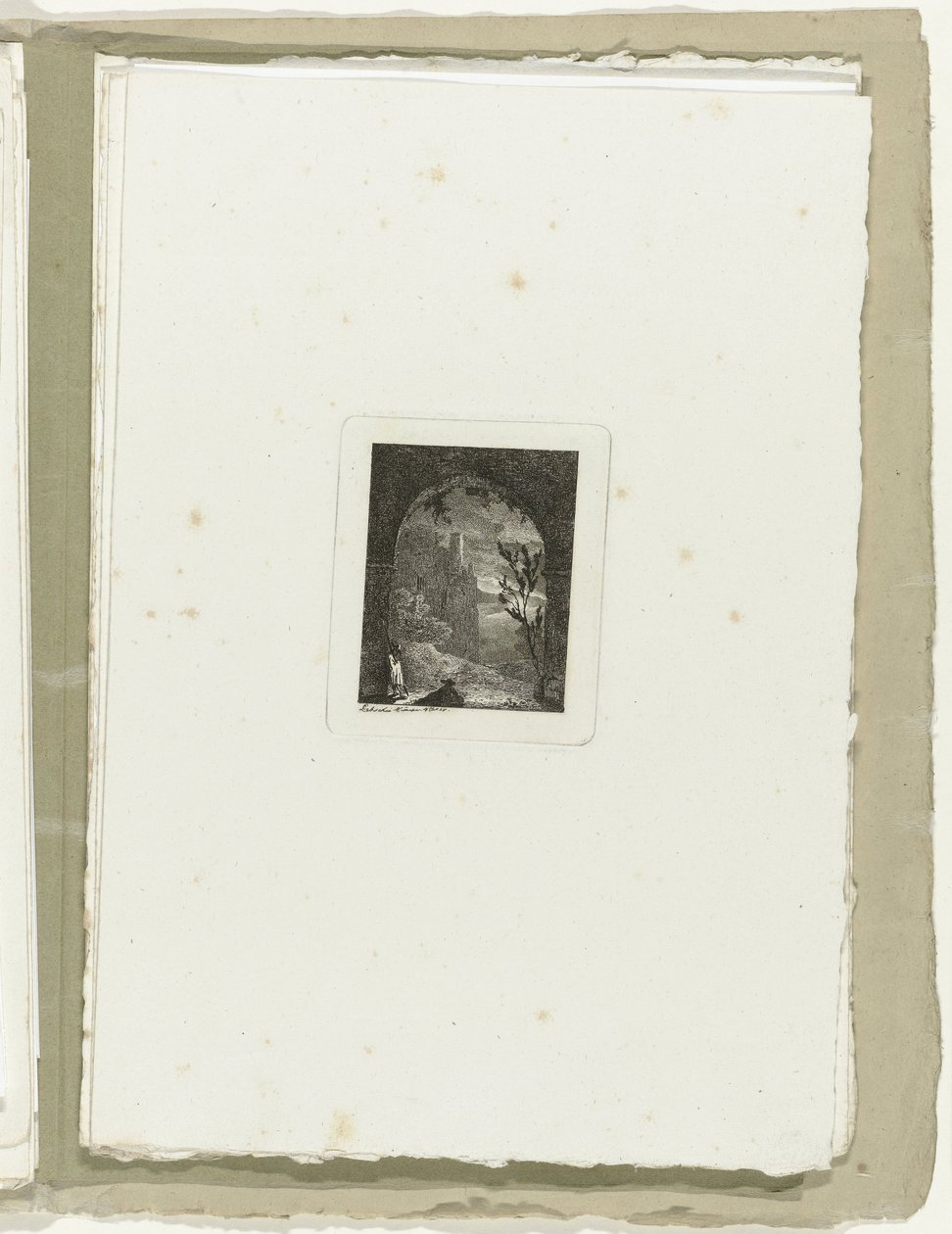 Homme avec une lance dans un passage - Carl August Lebschee