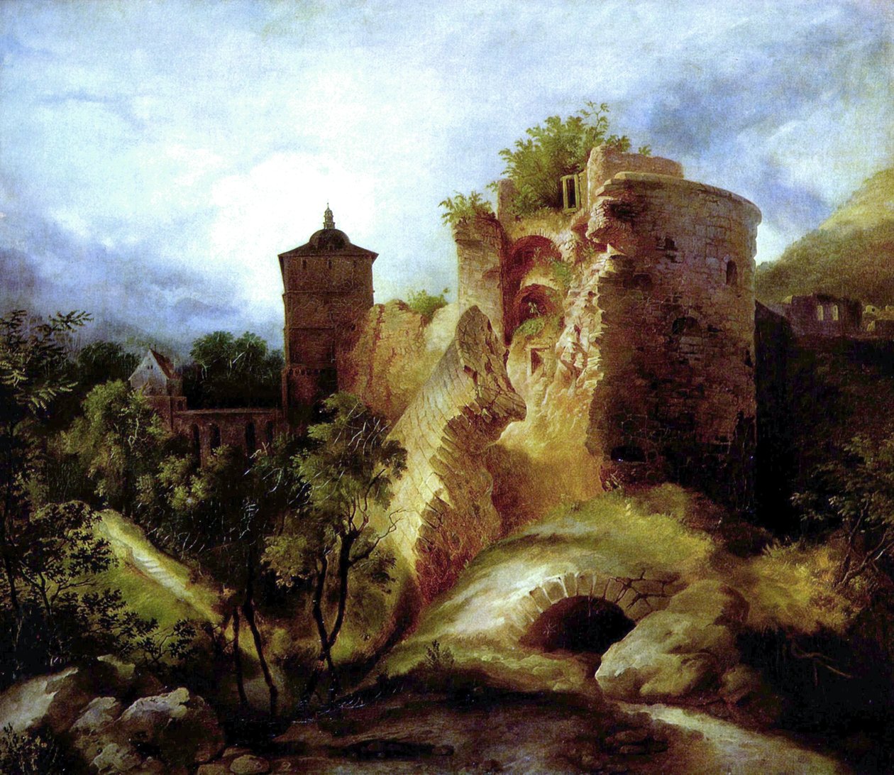 French : La tour dynamitée du château de Heidelberg The blown tower of Heidelberg Castle - Carl Blechen