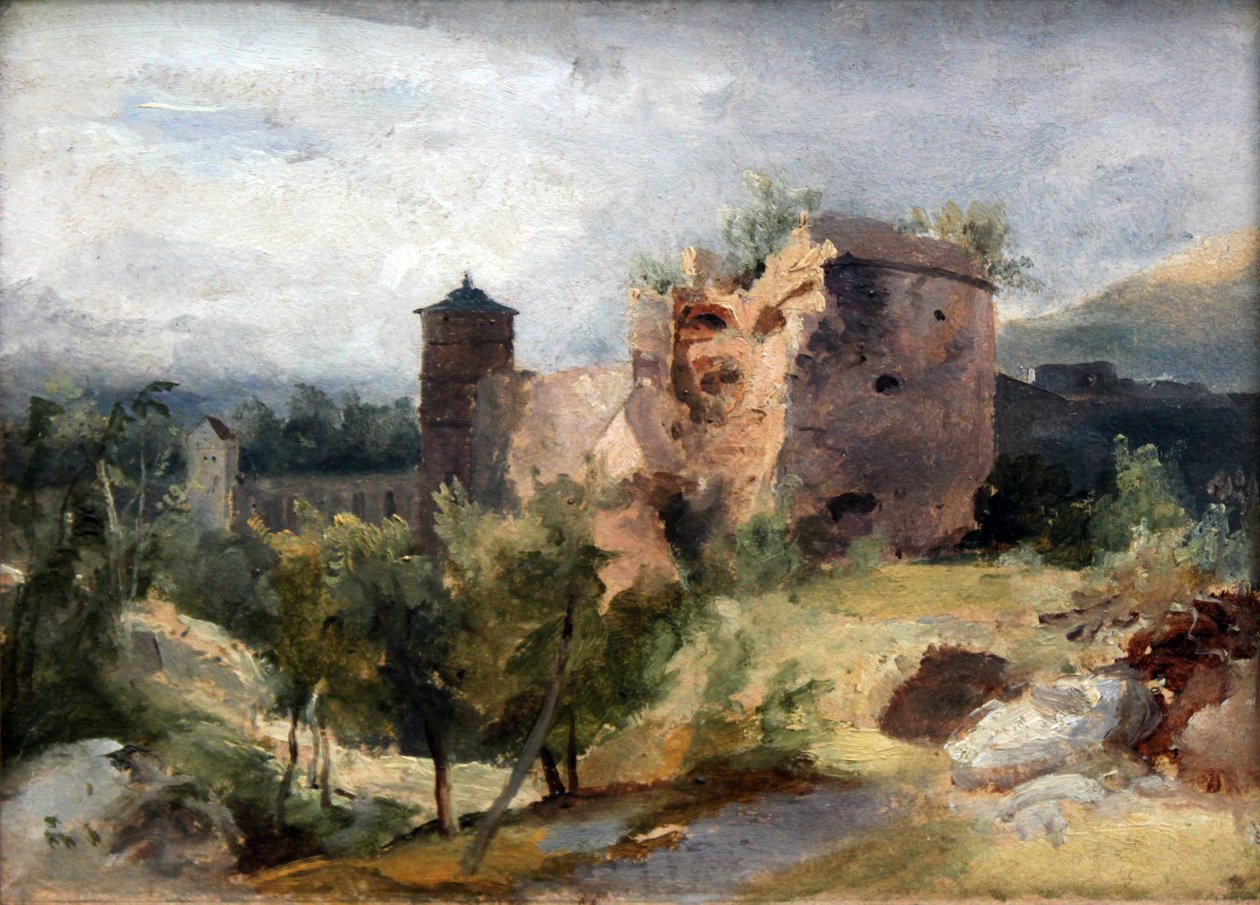 French : La tour brisée du château de Heidelberg The Shattered Tower of Heidelberg Castle - Carl Blechen