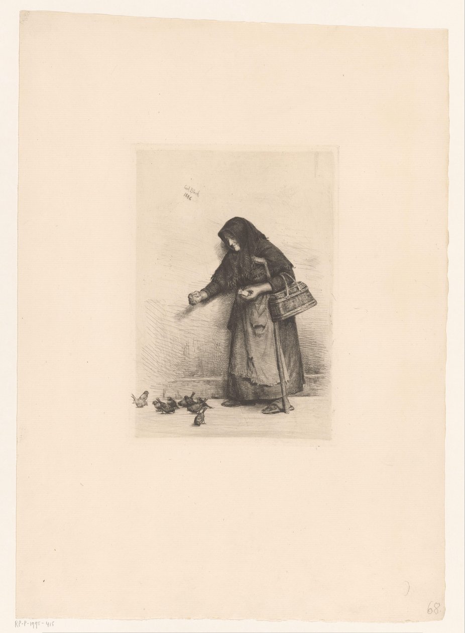 Femme nourrissant des oiseaux - Carl Bloch