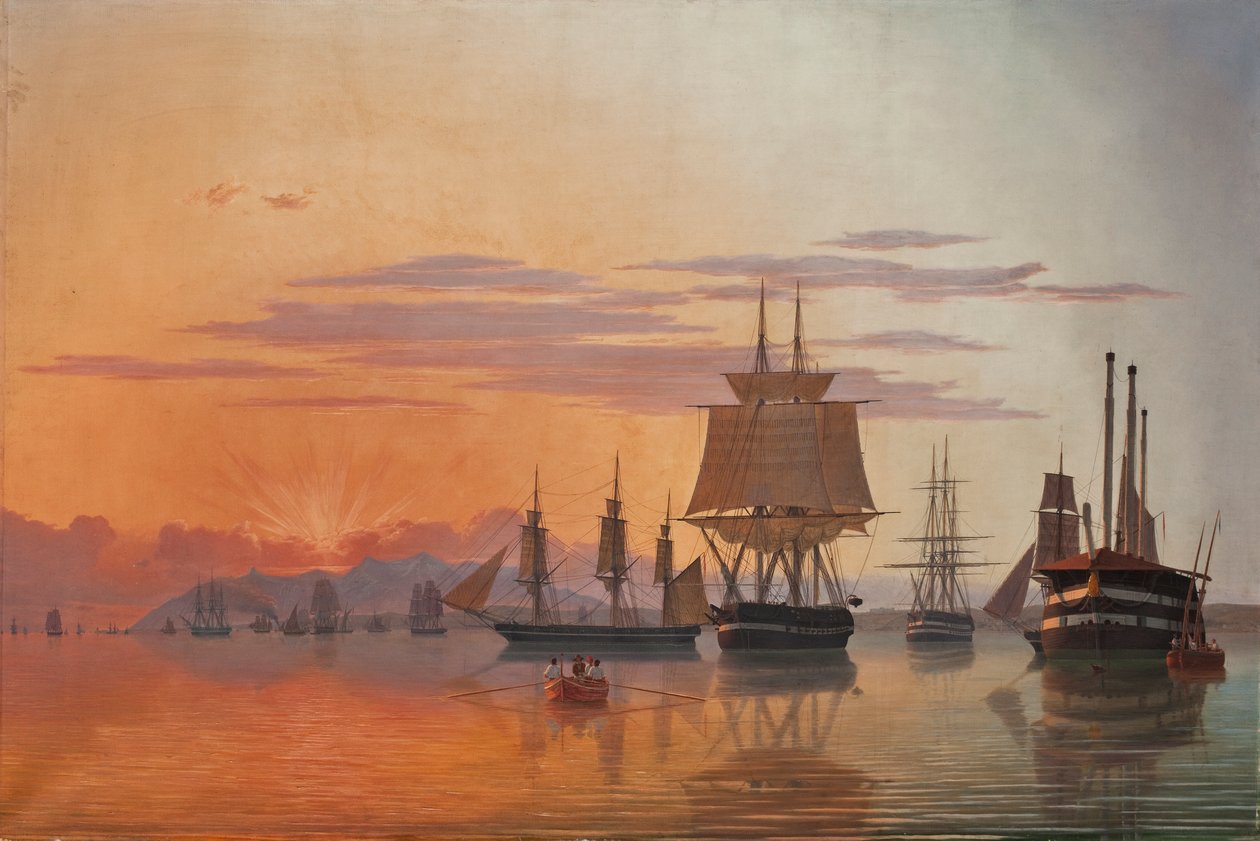 La frégate Thetis et la corvette Flora sur le fleuve Tage, 1844 - Carl Dahl