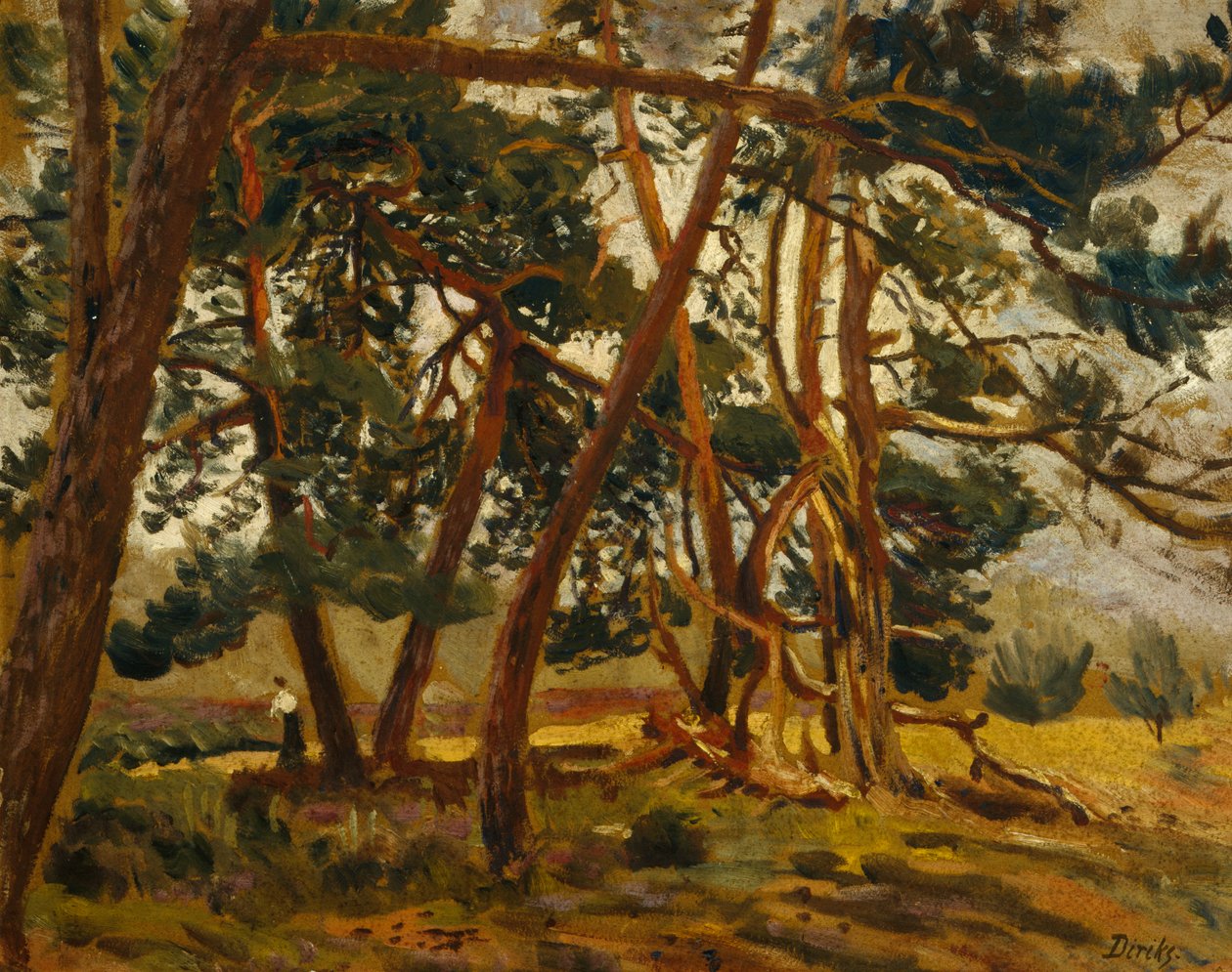 Femme dans un paysage forestier (peinture) - Carl Edvard Diriks