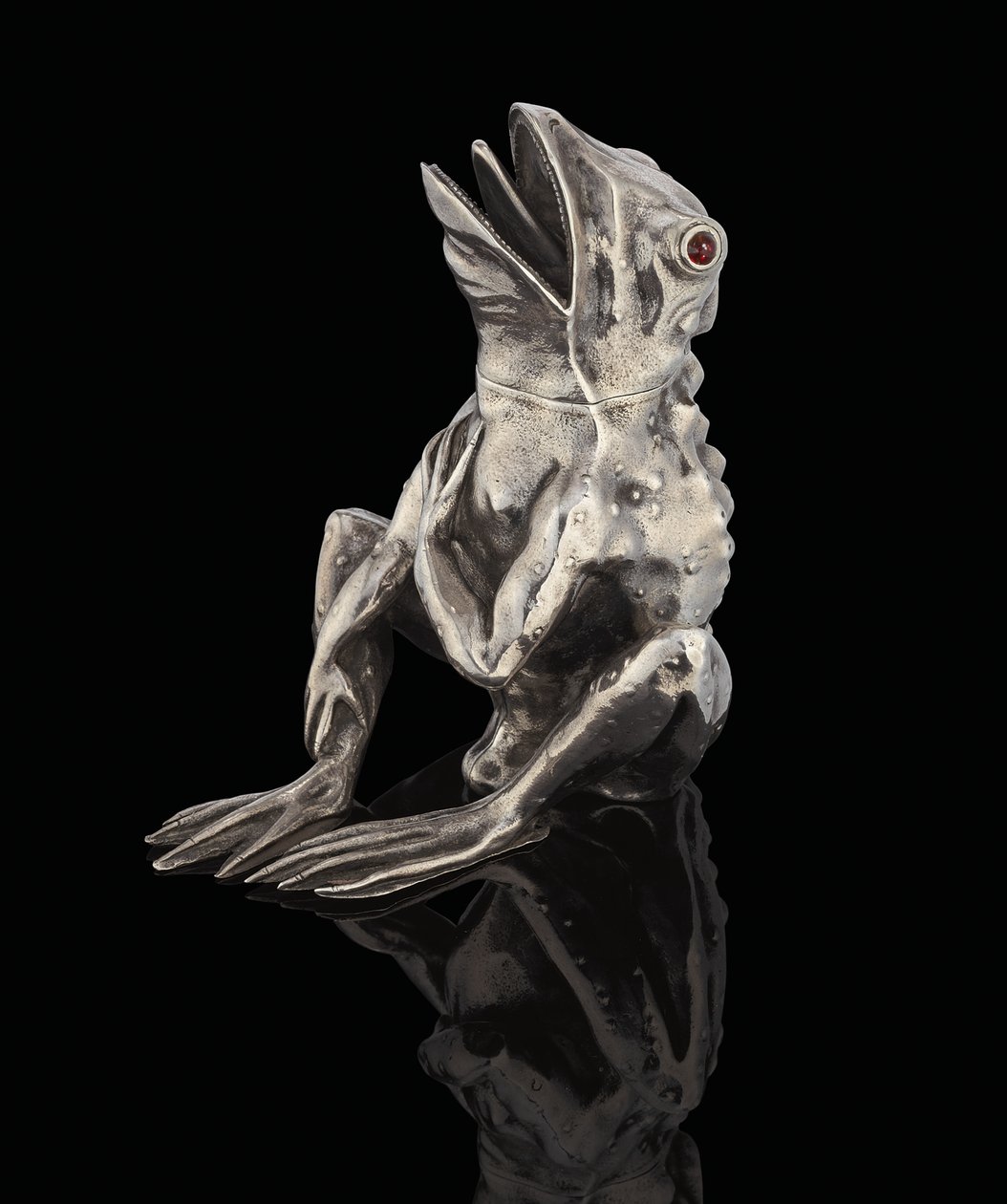 Pot en argent serti de gemmes Fabergé en forme de grenouille, 1890 - Carl Fabergé