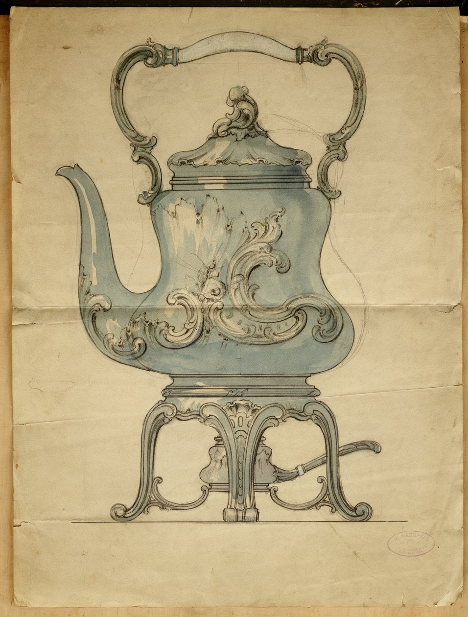 Une bouilloire en argent et son support, Maison de Carl Fabergé - Carl Fabergé
