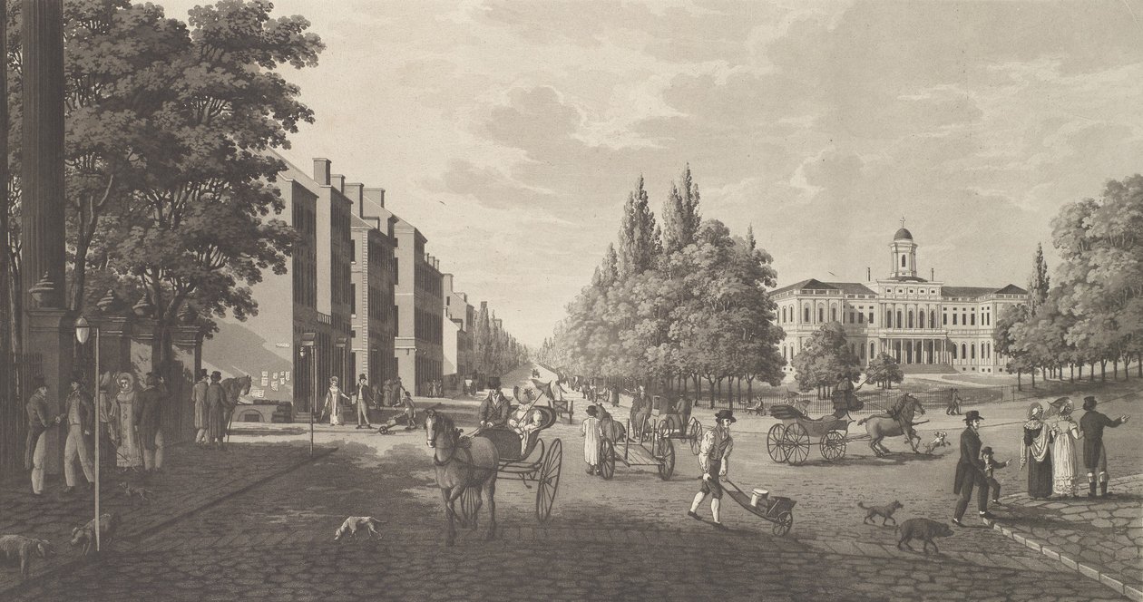 Broadway et City Hall à New York Brodway-Gatan Och Rådhuset i New York, 1824 - Carl Fredrik Akrell