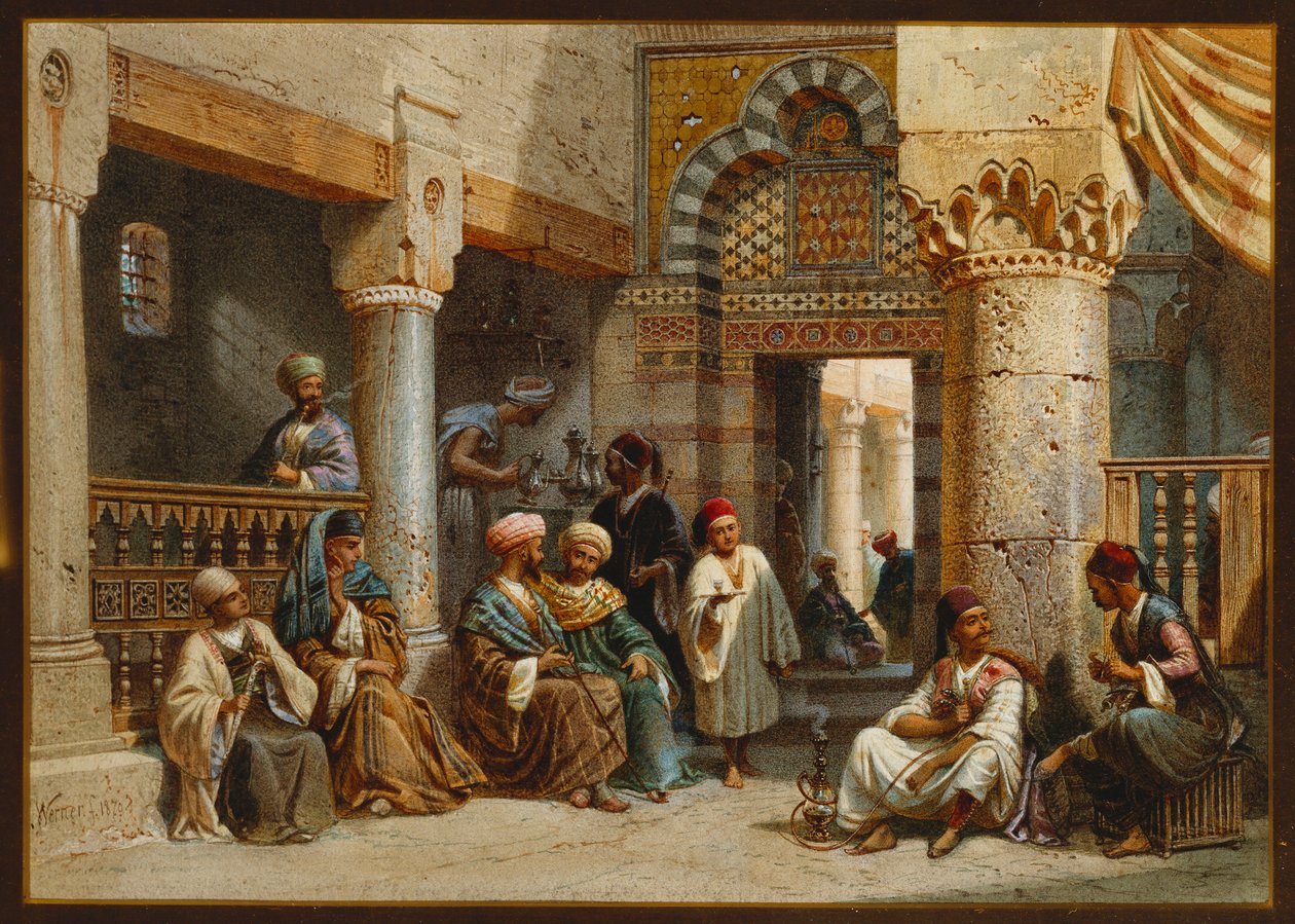 Figures arabes dans un café - Carl Friedrich Heinrich Werner