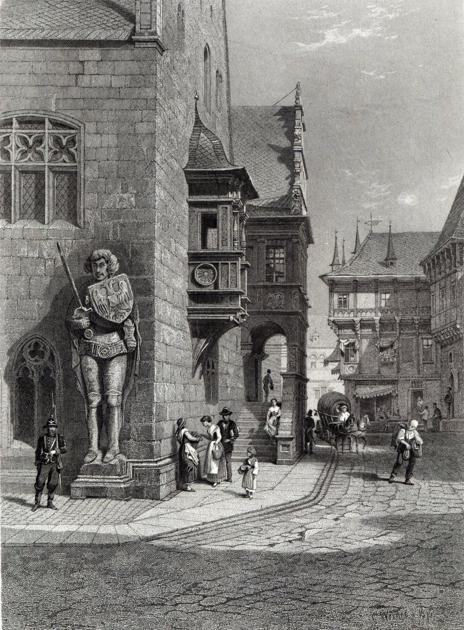 Hôtel de ville, Halberstadt, gravé par E. Joubert, imprimé par Cassell & Company Ltd (gravure) - Carl Friedrich Heinrich Werner