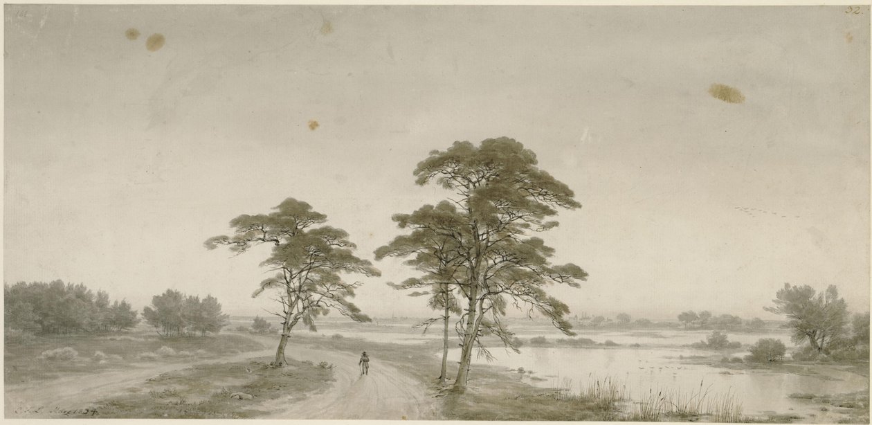 Paysage plat avec un promeneur - Carl Friedrich Lessing