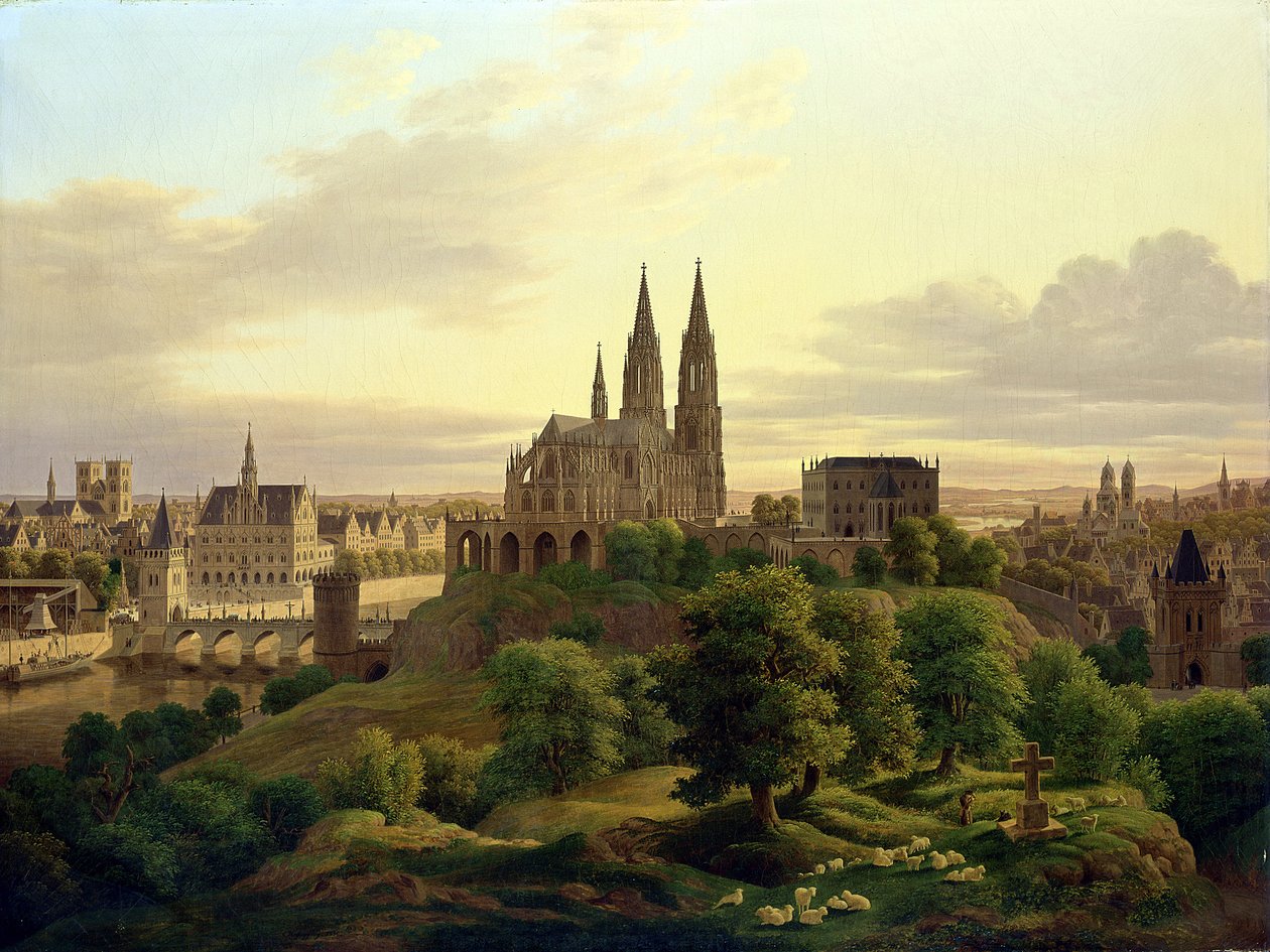 Une ville médiévale en 1830, 1830 - Carl Georg Adolph Hasenpflug