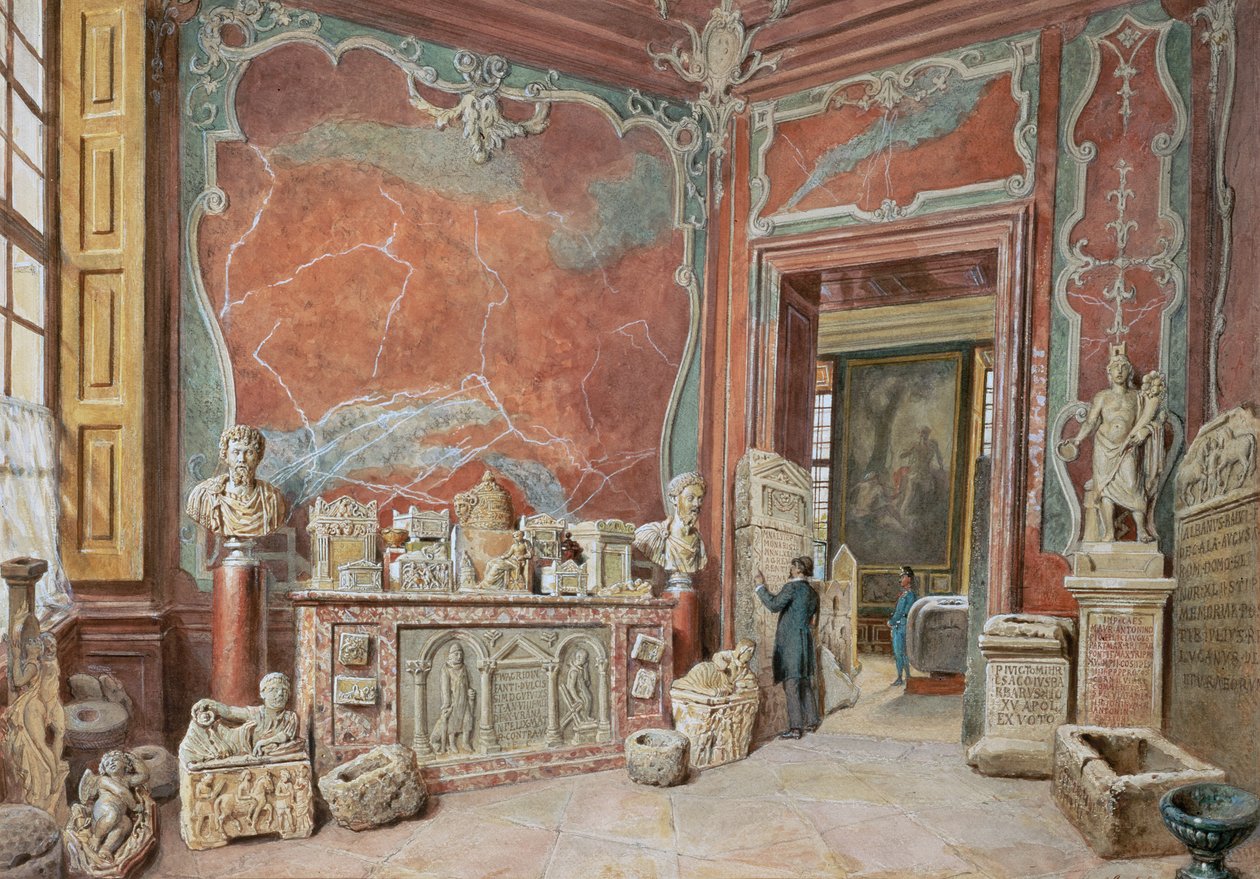 Le cabinet de marbre avec les antiquités - Carl Goebel d. J.