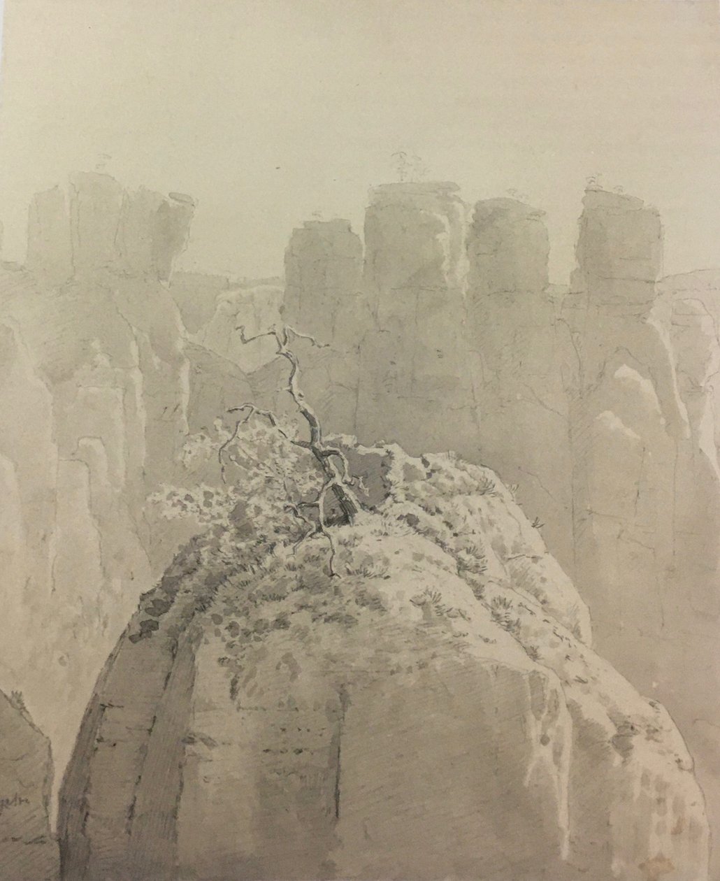 French : Vue du pont de Bastei en Suisse saxonne vers la Petite Oie - Carl Gustav Carus