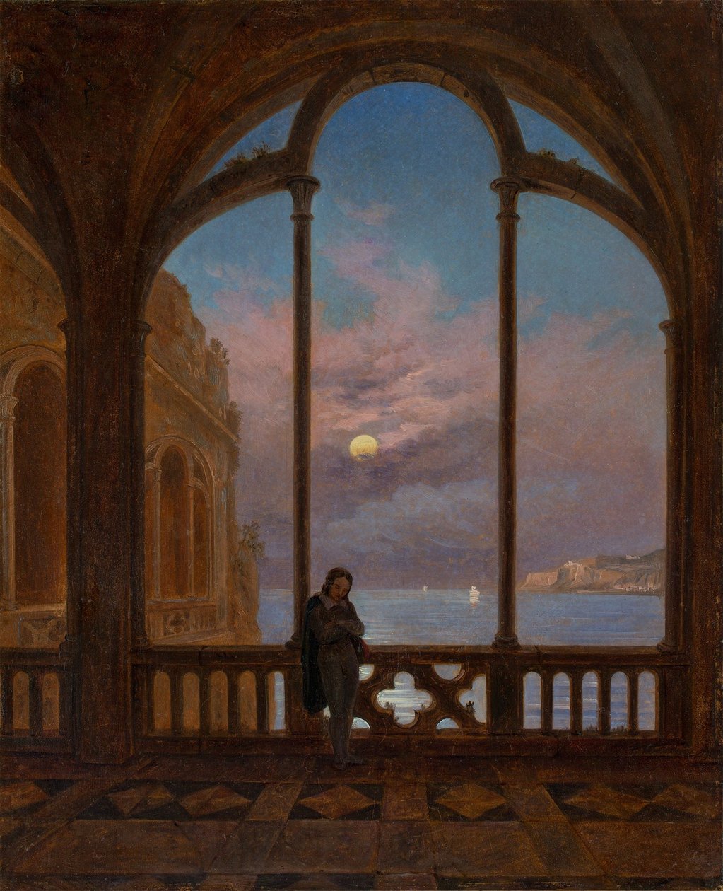 French : Souvenir de Naples (Nuit de lune sur la Méditerranée) - Carl Gustav Carus