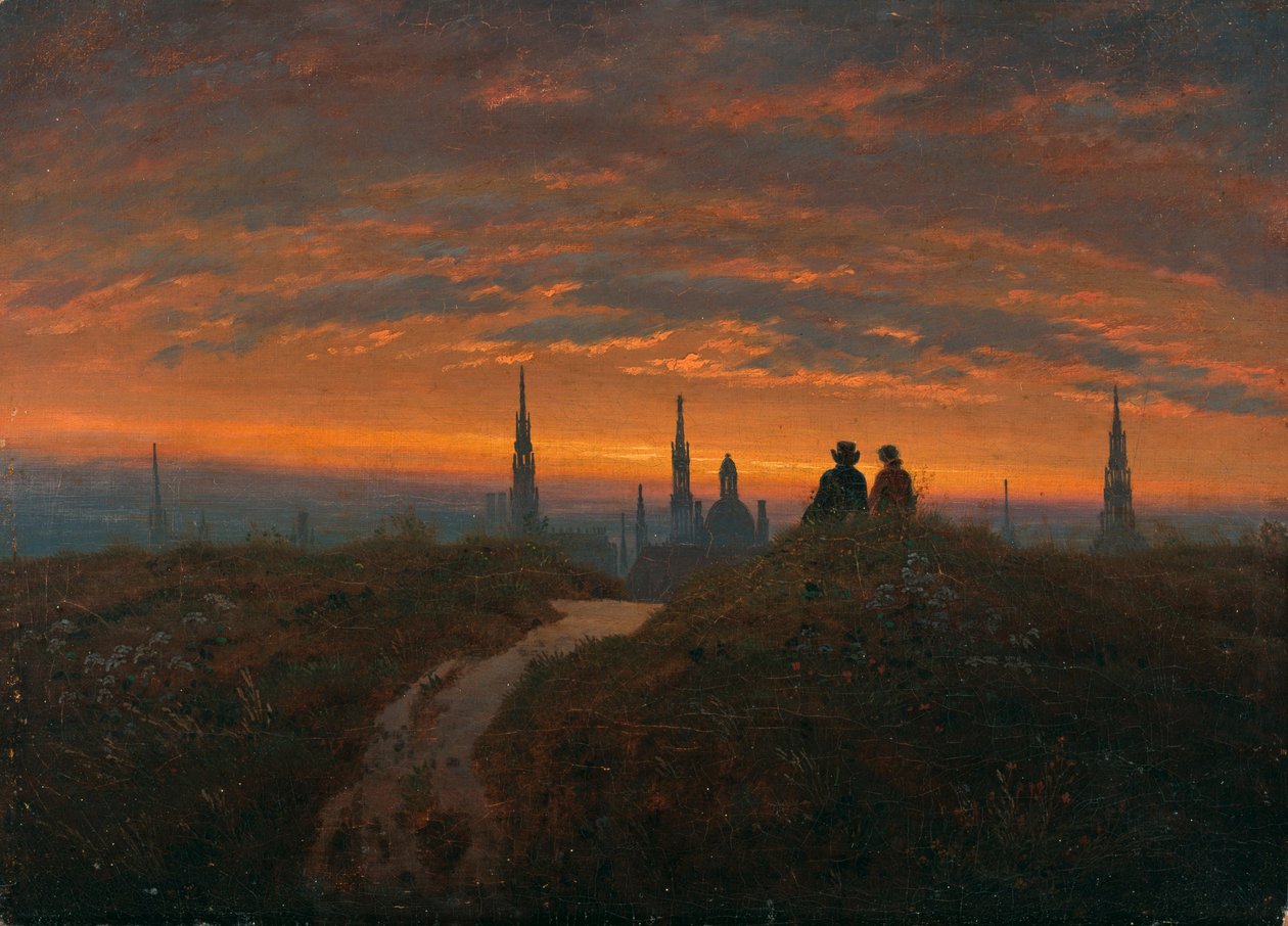 Vue de Dresde au coucher du soleil - Carl Gustav Carus