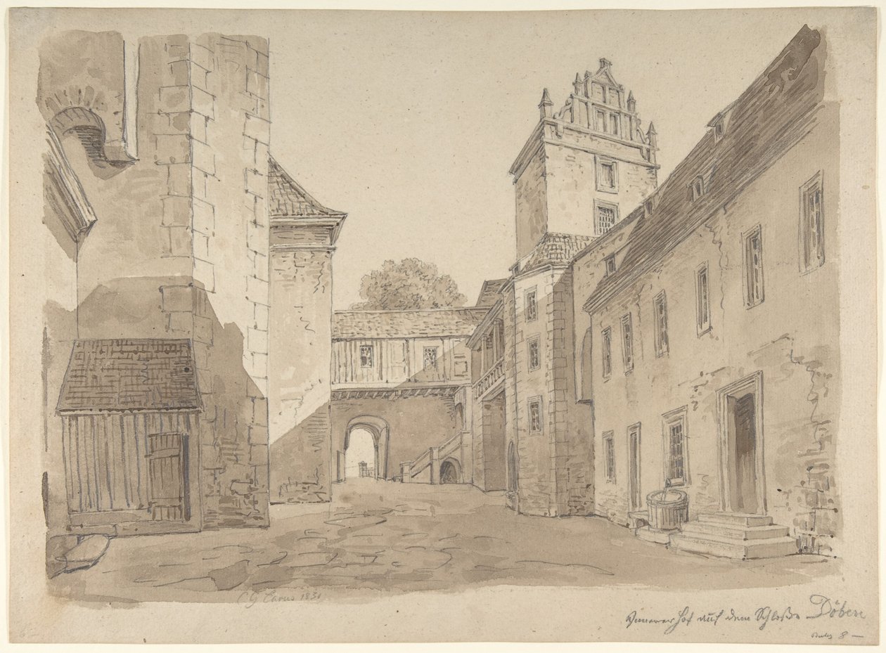 Vue de la cour du château de Döben - Carl Gustav Carus