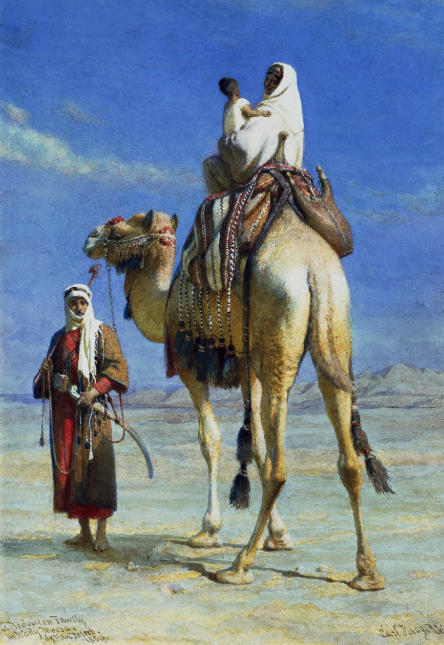 Une famille bédouine dans le Wady Mousa, désert syrien, 1859 - Carl Haag