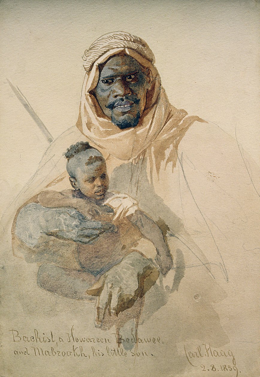 Bachist, un Bédouin Howazeen et Mabzookh, son petit fils, 1859 - Carl Haag