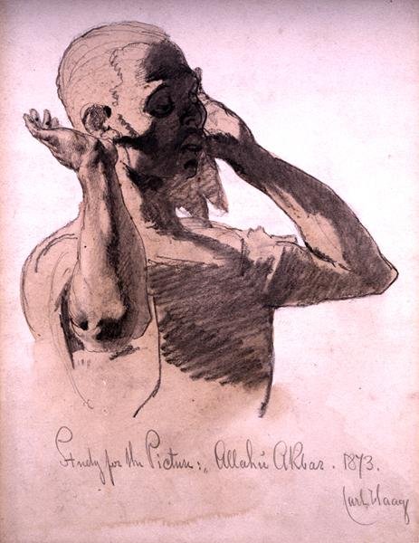 Figure priant, une étude pour le tableau, Allaha Akbar, 1873 - Carl Haag