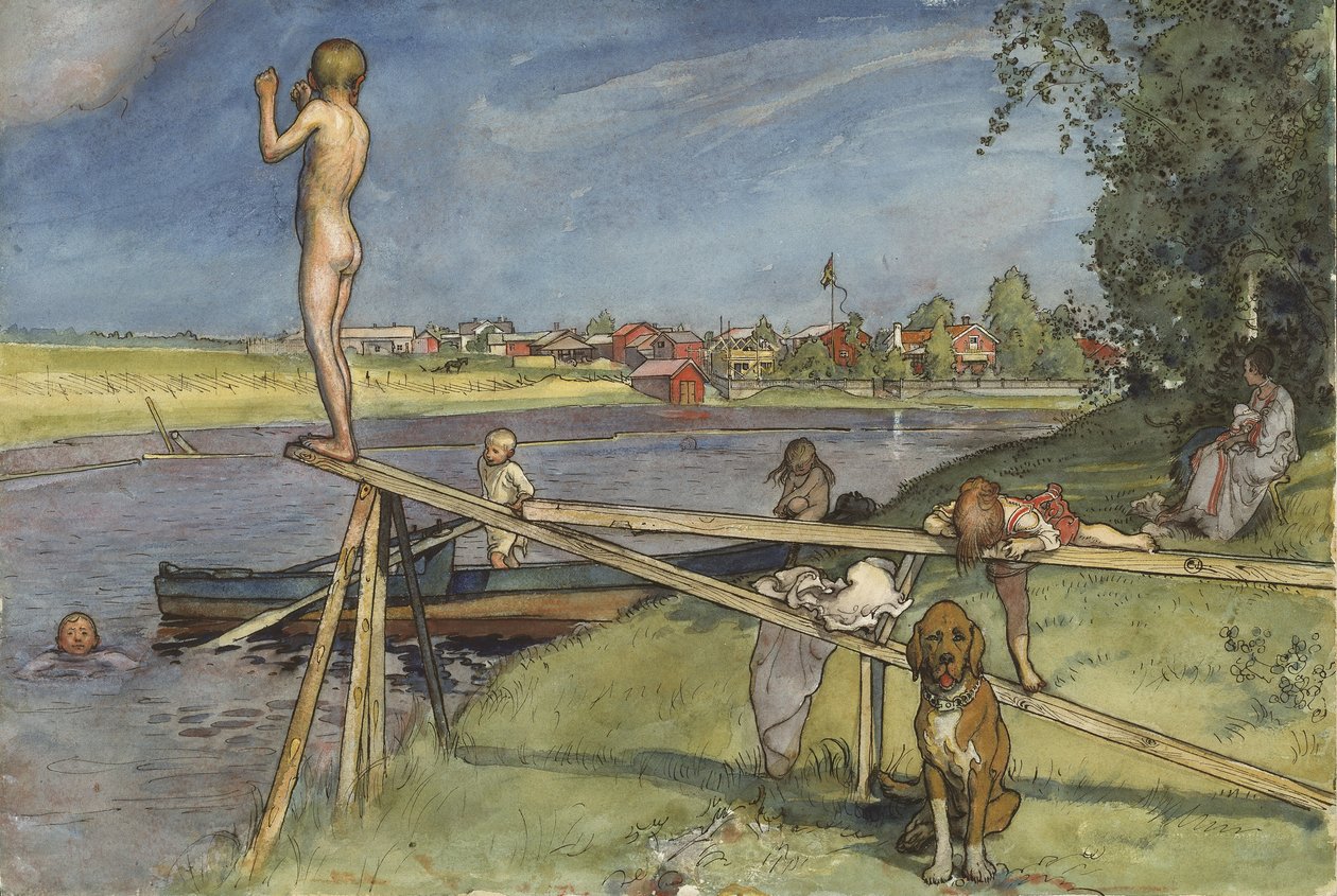 Un endroit agréable pour se baigner, de la série A Home, c.1895 - Carl Larsson