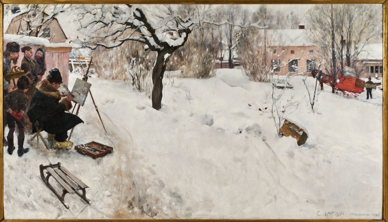 Peintre en plein air. Motif hivernal depuis le 145 Åsögatan, Stockholm - Carl Larsson