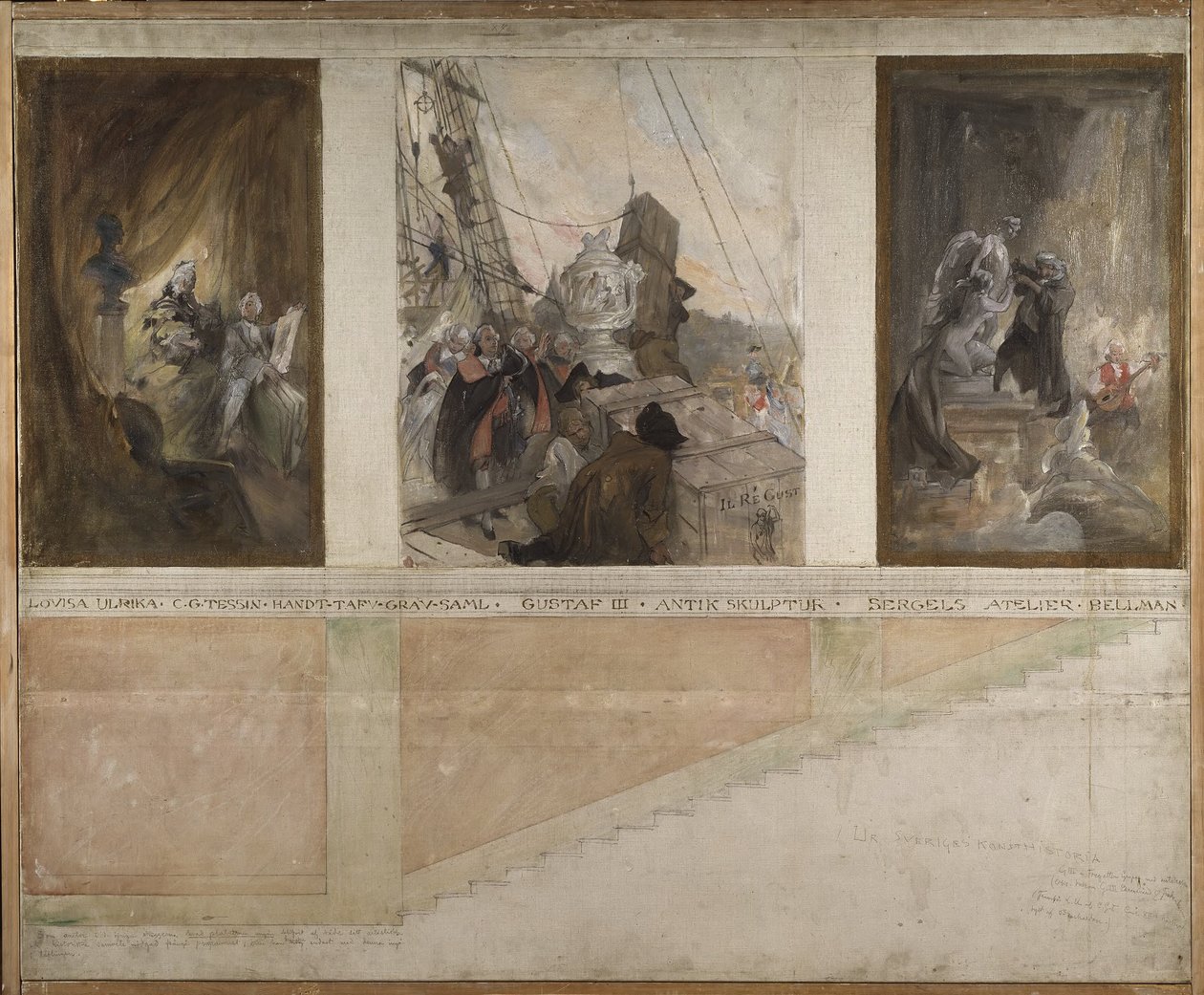 Deuxième projet de décoration des murs de la salle inférieure du NM - Carl Larsson