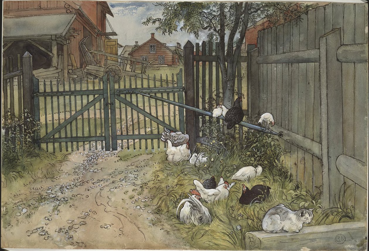La porte. Extrait de Un foyer (26 aquarelles) - Carl Larsson