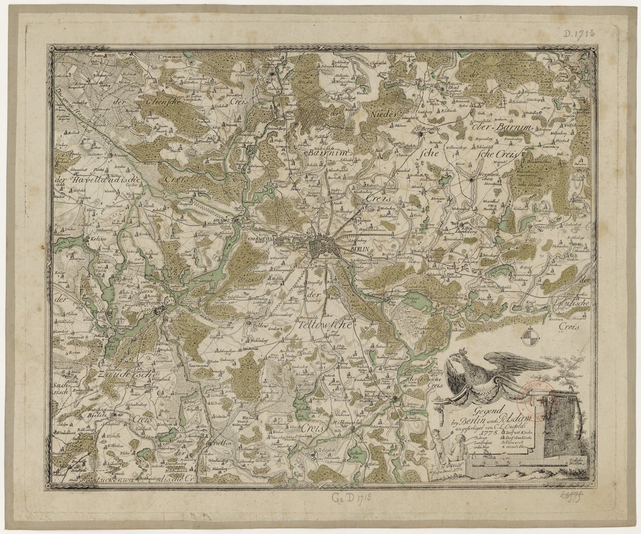 Région près de Berlin et Potsdam (col.) - Oesfeld 1778 - Carl Ludwig von Oesfeld