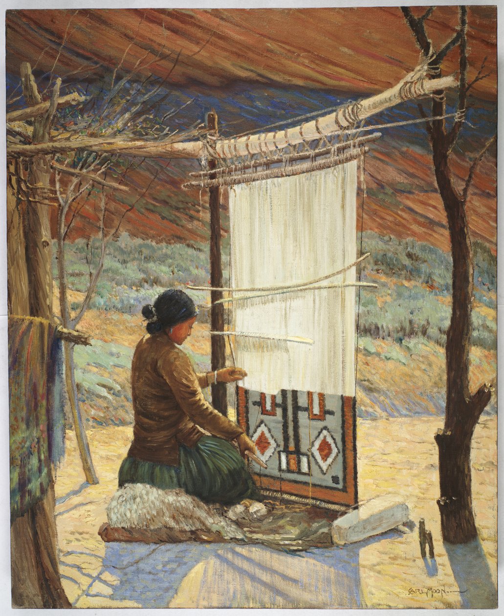 Tisserand Navajo, Canyon de Chelly, Réserve Navajo - Carl Moon