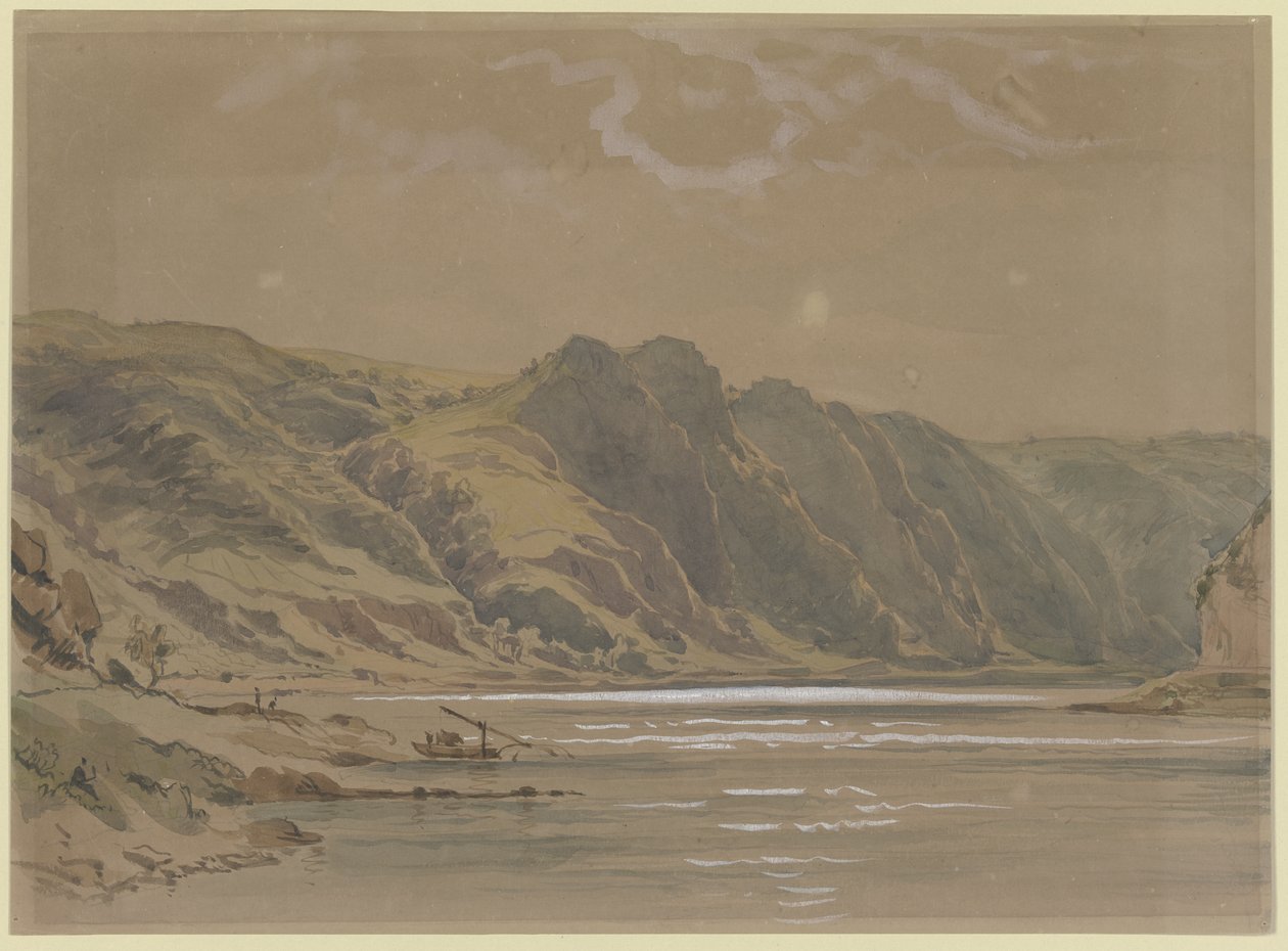 Vue du Rhin avec de hautes rives boisées - Carl Morgenstern