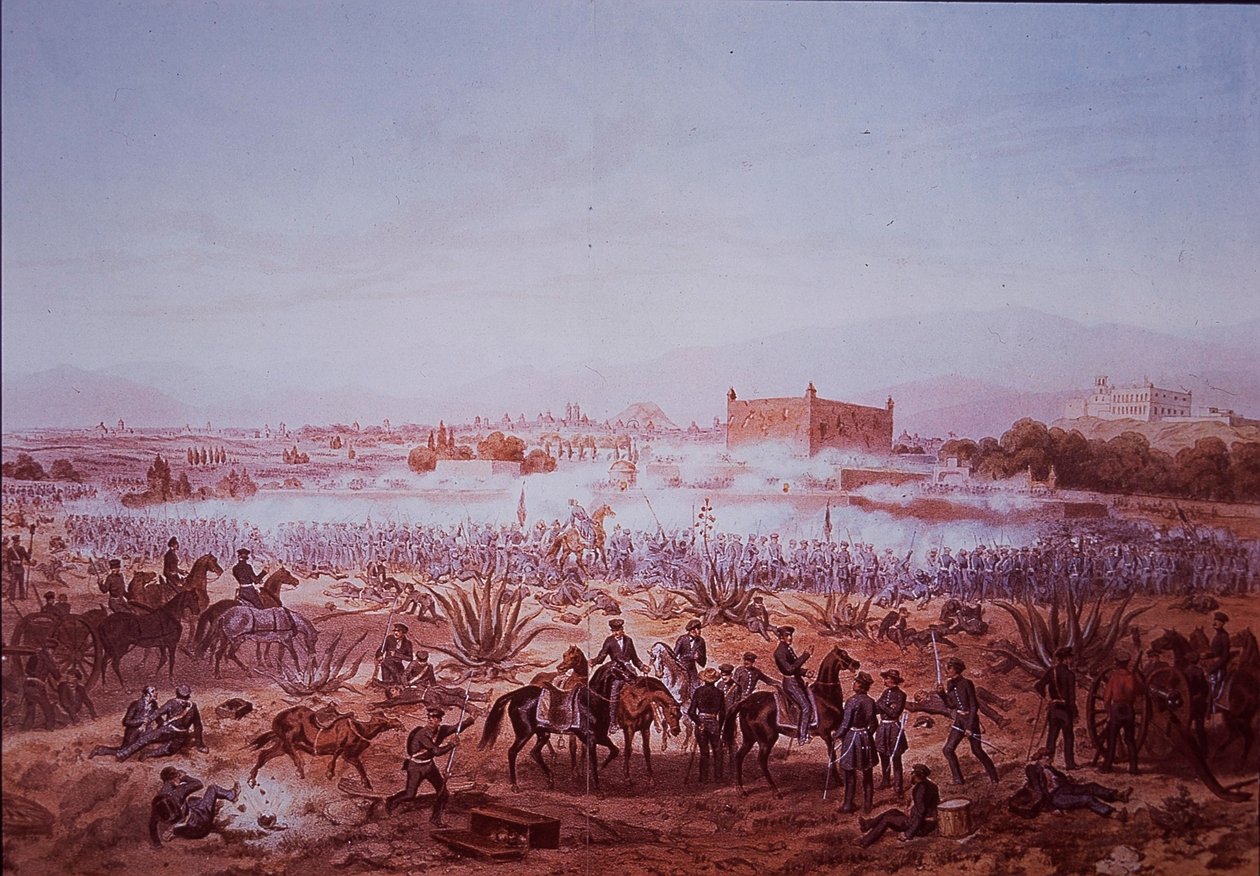 Guerre américano-mexicaine (1846-48), Bataille de Molino del Rey, troupes américaines attaquant - Carl Nebel
