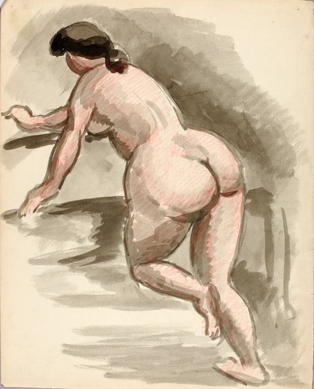 Femme nue appuyée sur le genou gauche - Carl Newman