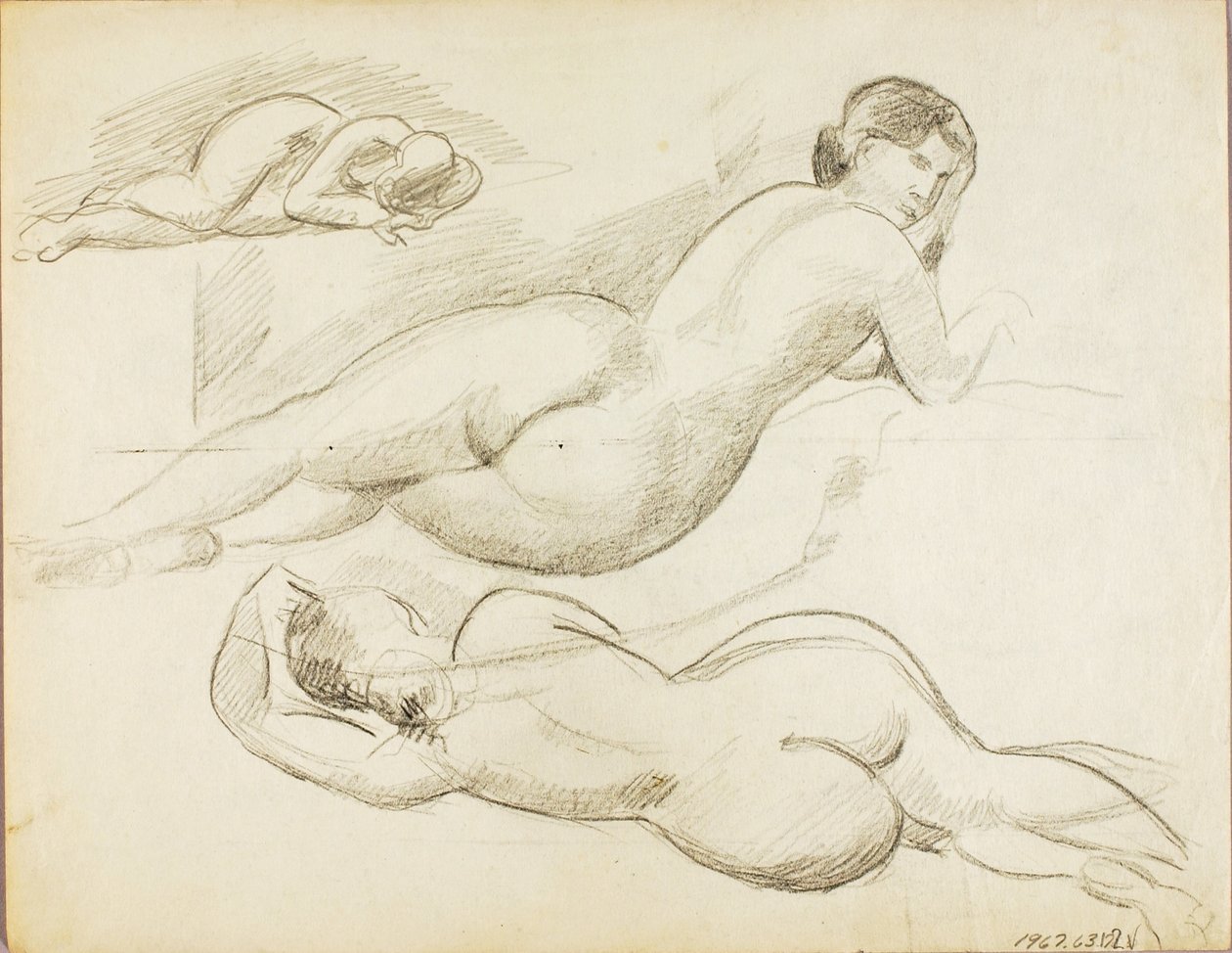 Groupe de trois nus féminins couchés - Carl Newman