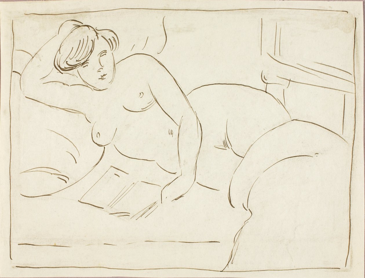 Nu féminin couché avec livre - Carl Newman