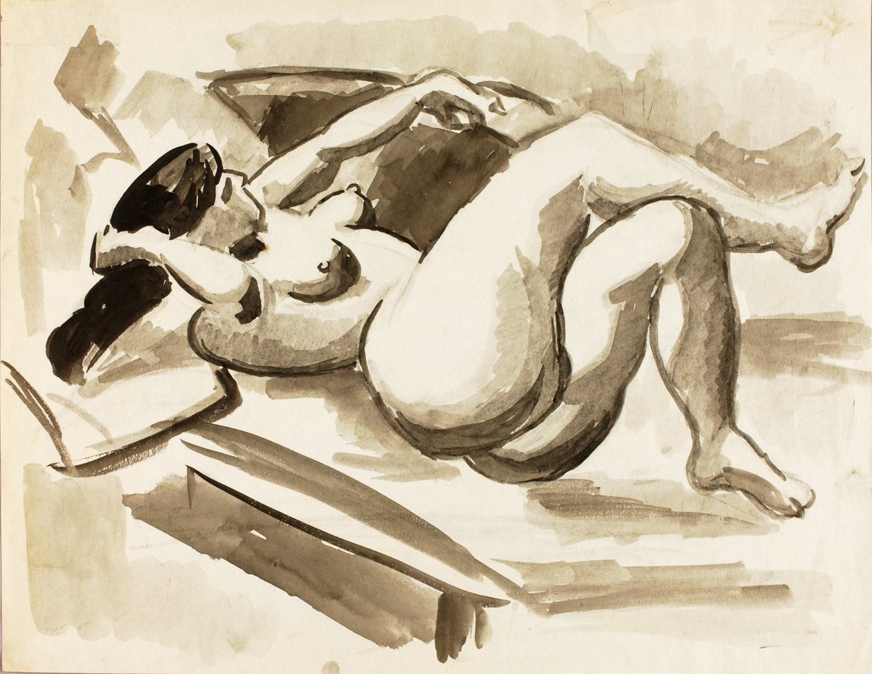 Nu féminin couché, jambes croisées - Carl Newman