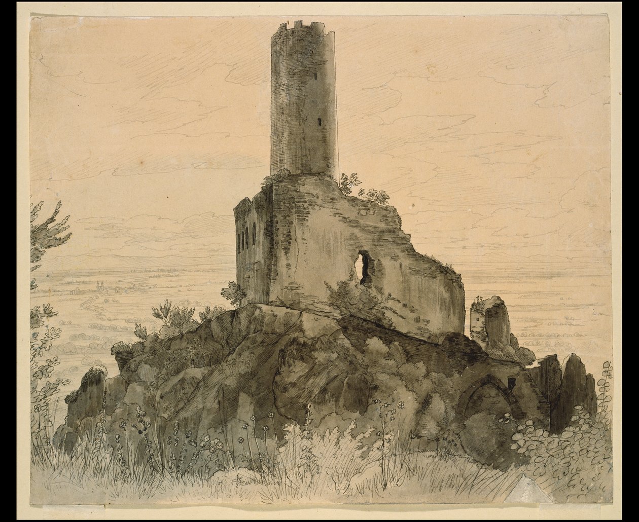 Les ruines de Strahlenburg près de Schriesheim avec vue sur la plaine du Rhin - Carl Philipp Fohr