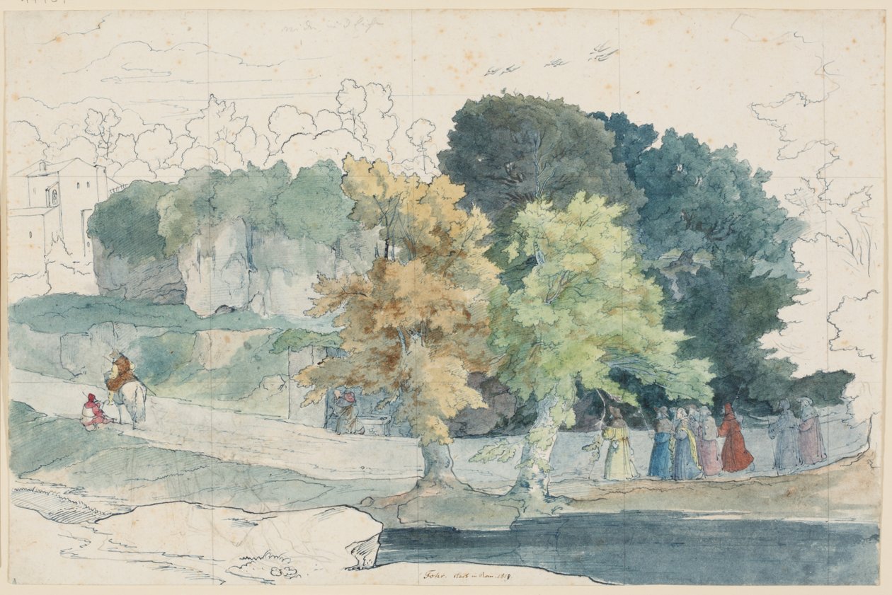 Paysage italien avec personnages de staffage - Carl Philipp Fohr