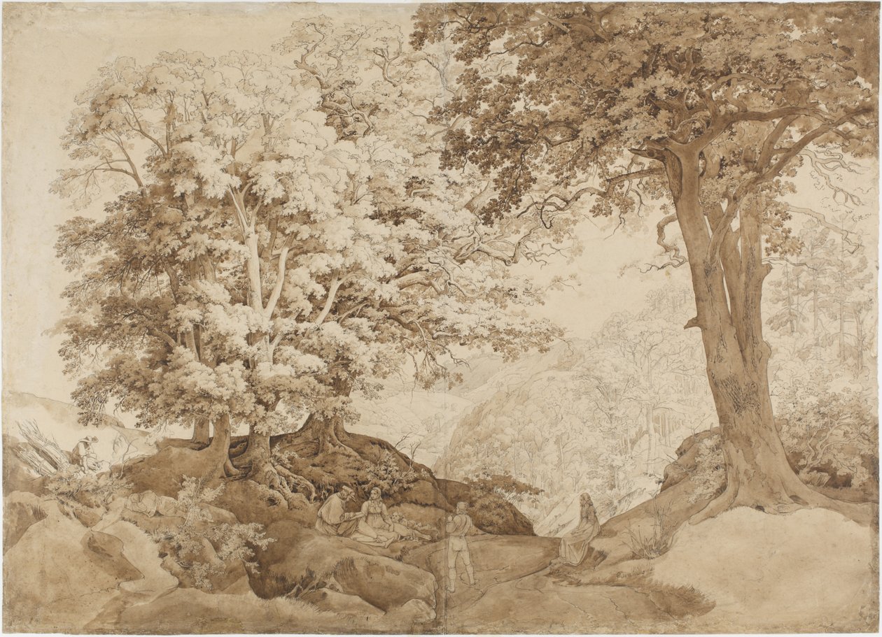 Un moment de détente dans la forêt de chênes - Carl Philipp Fohr