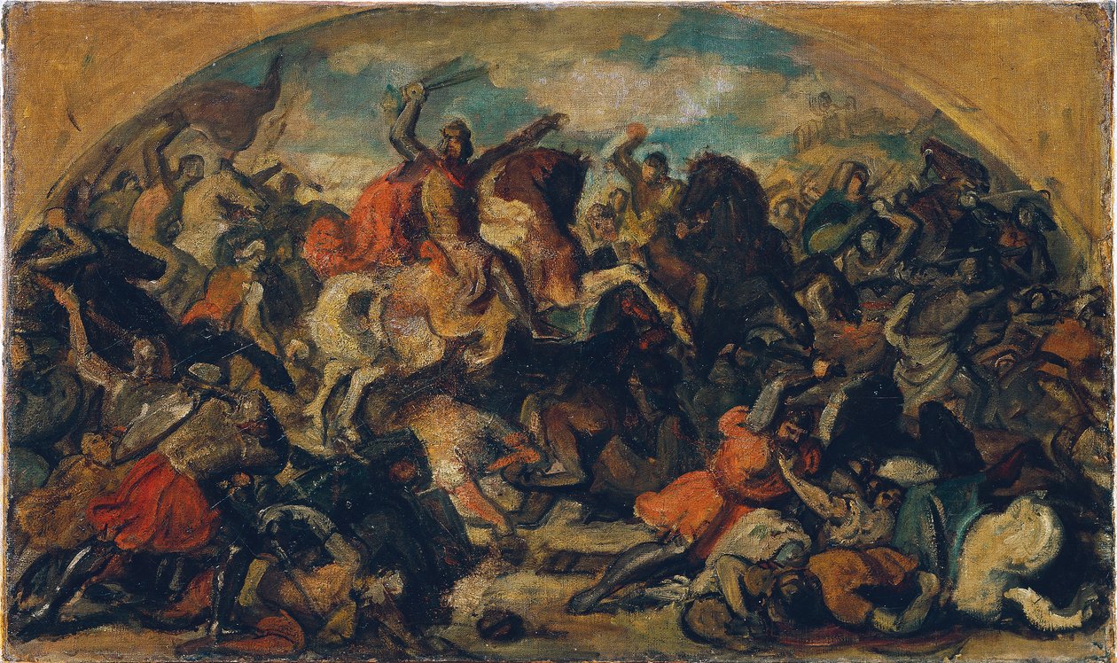 Frédéric II le Querelleur (1219-1246) en tant que vainqueur des Mongols à la bataille de la Leitha près de Wiener Neustadt le 15 juin 1246 - Carl Rahl