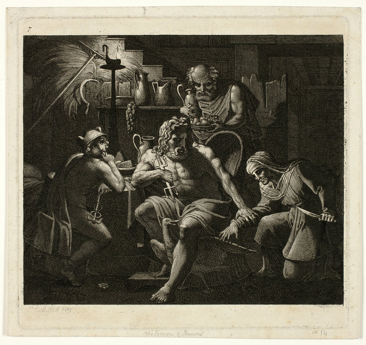 Jupiter Rend Visite à Philémon et Bacchus - Carl Russ