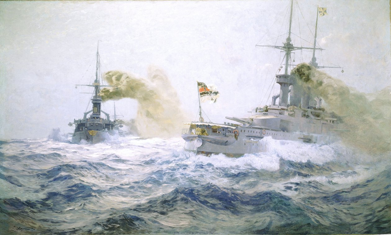 Manœuvres de la flotte allemande en haute mer, vers 1900 - Carl Saltzmann