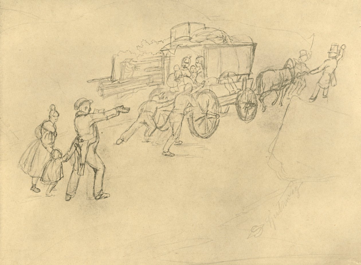Le chariot de Thespis, acteurs en voyage, mi-fin du 19e siècle, vers 1924 - Carl Spitzweg
